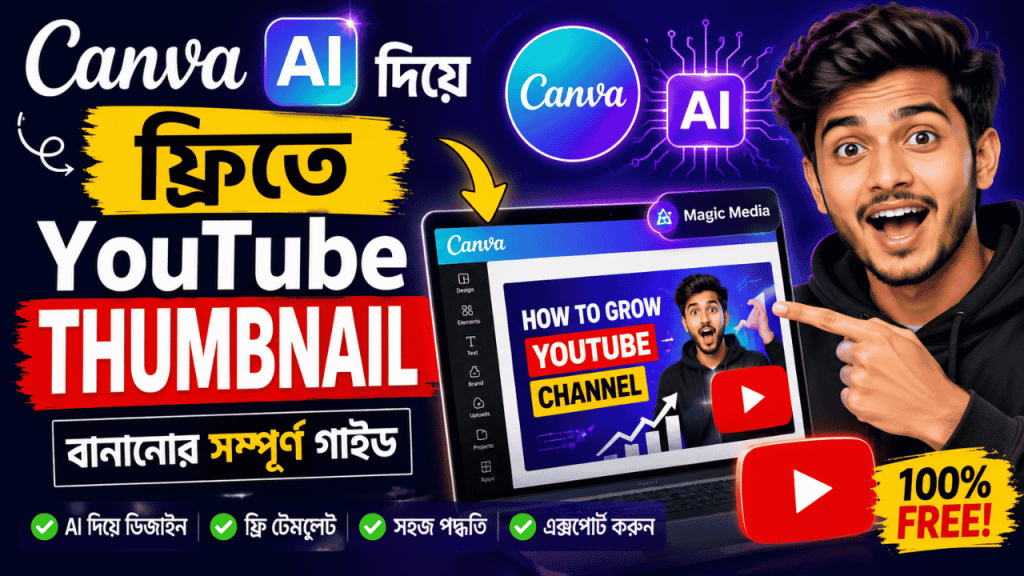 Canva AI দিয়ে ফ্রিতে YouTube Thumbnail তৈরির বাংলা টিউটোরিয়াল