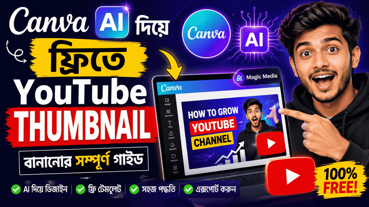 Canva AI দিয়ে ফ্রিতে YouTube Thumbnail তৈরির বাংলা টিউটোরিয়াল