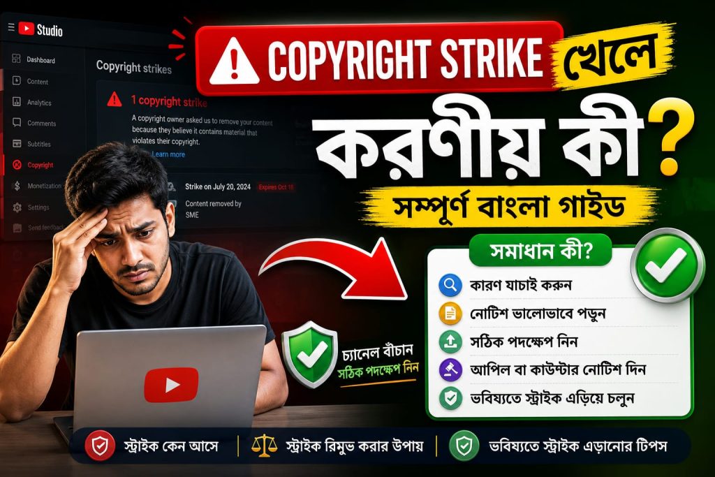 কপিরাইট স্ট্রাইক খেলে করণীয় কী