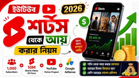 ইউটিউব শর্টস থেকে আয় করার নিয়ম ২০২৬